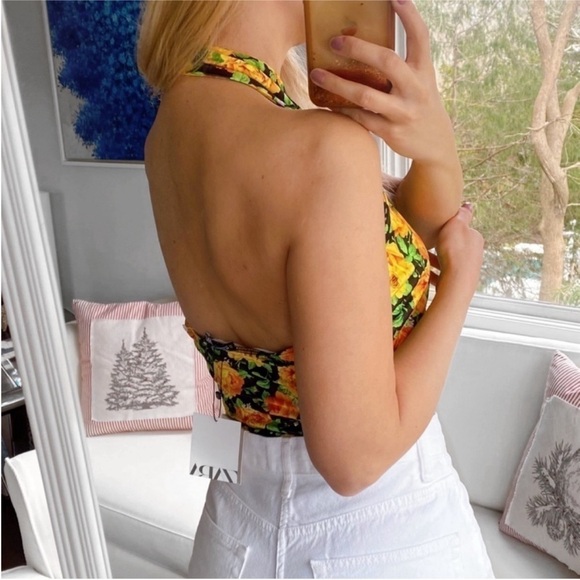 Zara woman’s floral cross Neck bodysuit top - Picture 3 of 16